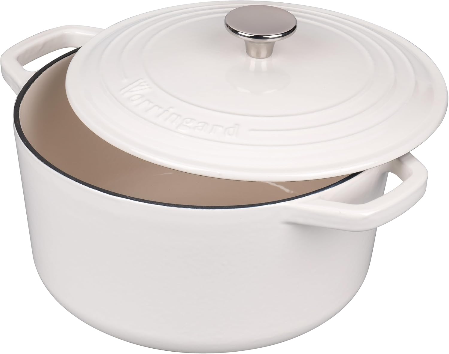 VORRINGARD Enameled Cast Iron Dutch Oven - Perfect for Sourdough Bread Baking | 6QT, White