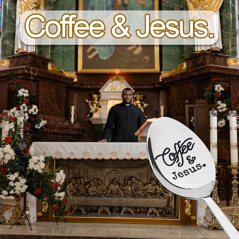 Coffee & Jesus Spoon – Catholic Religious Gift for Godparents, Christmas & Easter