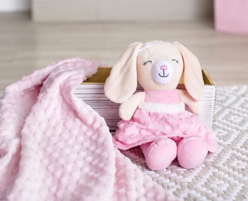 Baby Starters Textured Dot Blanket with Satin Trim, Pink 30" x 40"