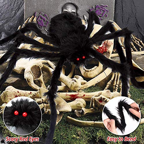Giant 200" Halloween Spider Web with 59" Scary Spider Outdoor Decor