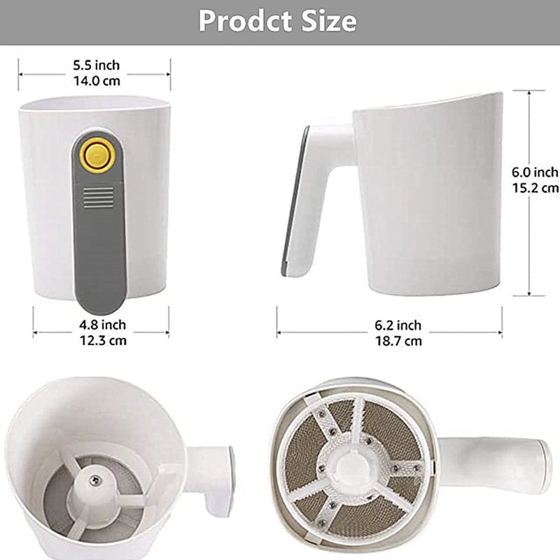 Electric Flour Shifter, 1L Automatic Flour Strainer, Handheld&Portable, Battery Operated Fine Stainless Steel Cooking Baking Tool for Pastry Baking Kitchen Utensil DIY