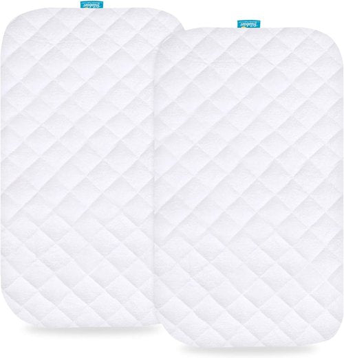 Jimglo Waterproof Bassinet Mattress Pad Cover - Ultra Soft & Breathable, 2 Pack for Easy Care