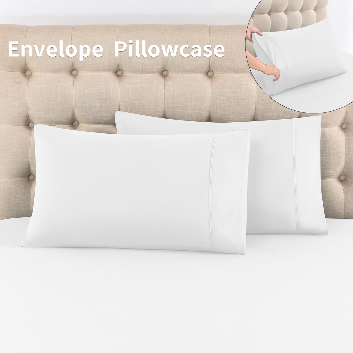 Skiennix Full Sheet Set - 4-Piece Soft Microfiber Bed Sheets | Deep Pocket, Cooling & Wrinkle-Free - White
