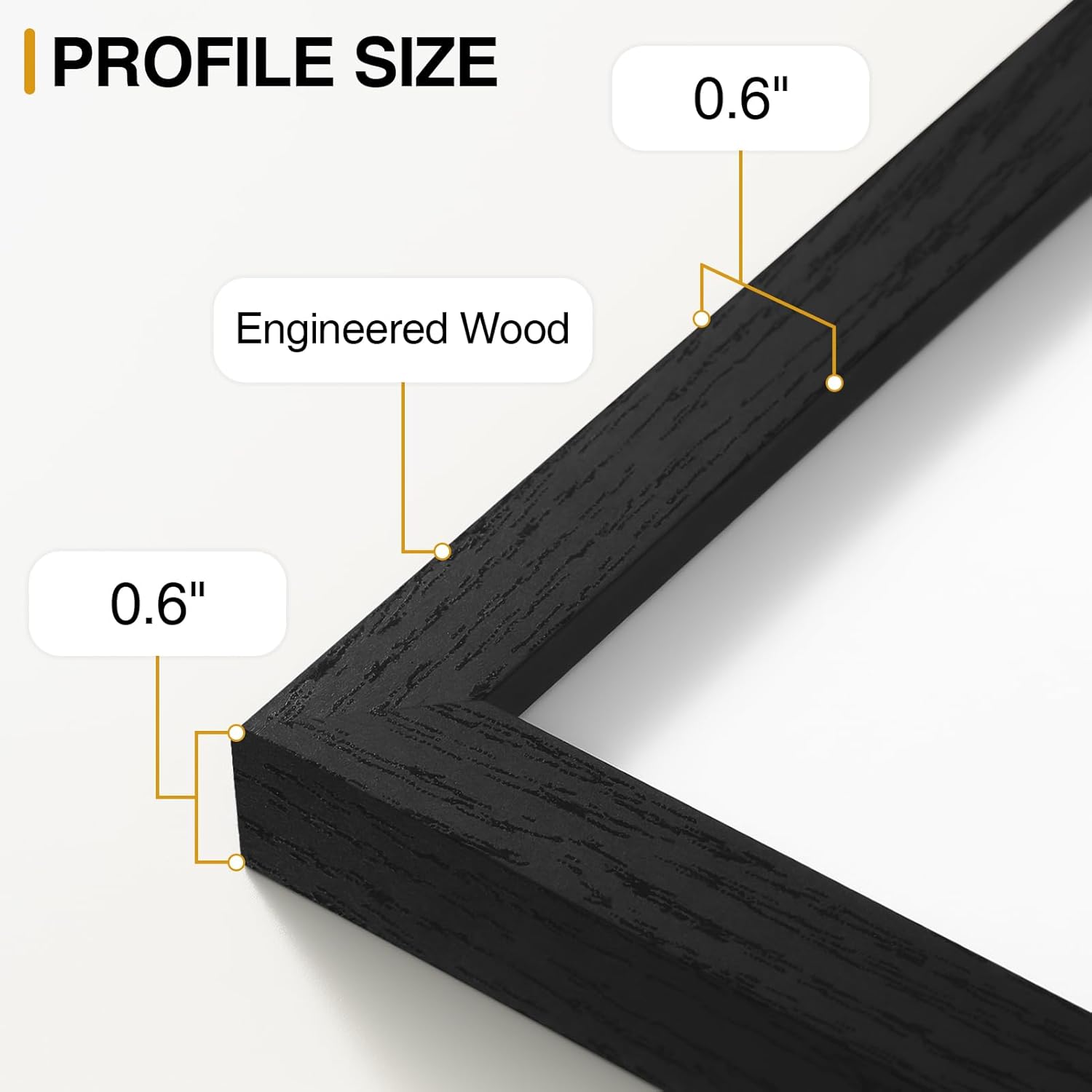 Vittanly Picture Frame Set of 3 - 4x6 & 3.5x5 Display Options | Black Engineered Wood for Wall & Tabletop