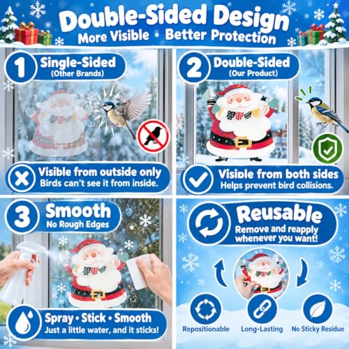Dream Loom Christmas Window Clings - 9 Sheets Colorful Static Stickers for Glass Surfaces