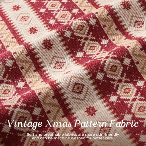 Kevin Textile Christmas Lumbar Pillow Cover 20x12in Red with Velvet Piping, Snowflake Design