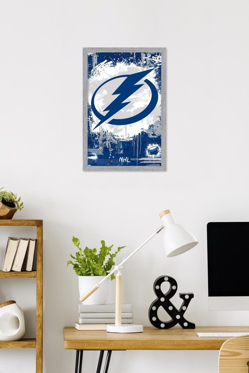 Trends International NHL Tampa Bay Lightning - Maximalist Logo 23 Wall Poster, 22.4L x 14.7W, Gray Framed Version