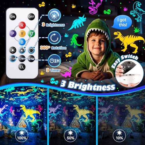 Dinosaur Egg Night Light Projector with 3 Films and Remote Control