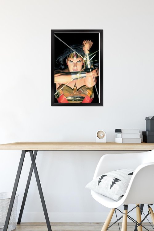 Trends International DC Comics - Wonder Woman - Alex Ross Portrait Wall Poster, 14.725" x 22.375", Black Framed Version