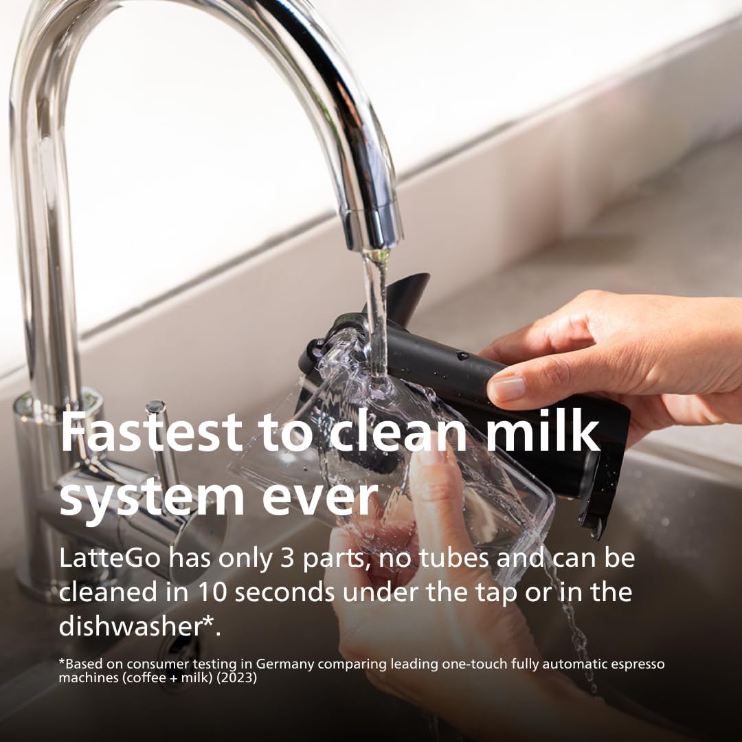 Philips 3300 Series Espresso Machine - Fully Automatic with LatteGo Milk System | 15-Bar Pressure, Glossy Black