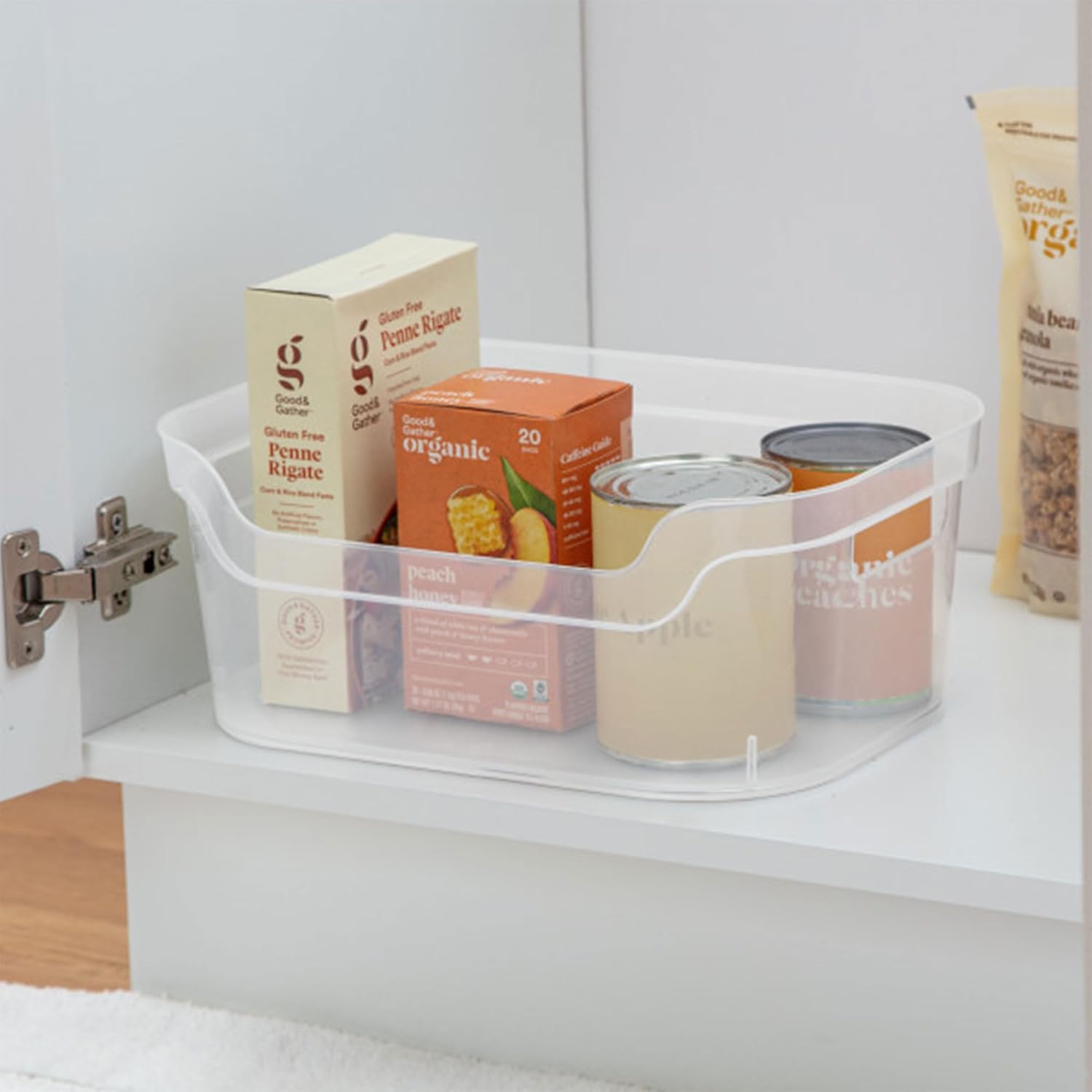 Sterilite Medium Open Scoop Front Storage Bins - Clear with Comfortable Carry Handles | 5.25x9.5x13 Inches (8 Pack)