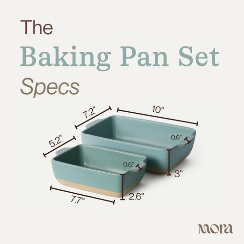 Mora Ceramic Baking Dishes Set of 2 | Versatile Casserole & Loaf Pans - 7x11 in Porcelain Bakeware