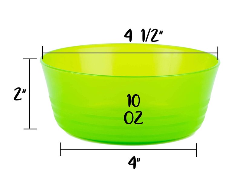 Cuddly Hippo Kids Plastic Dinnerware Set of 24 Multi Color Bowls - Reusable, BPA-Free, Dishwasher Safe and Microwaveable