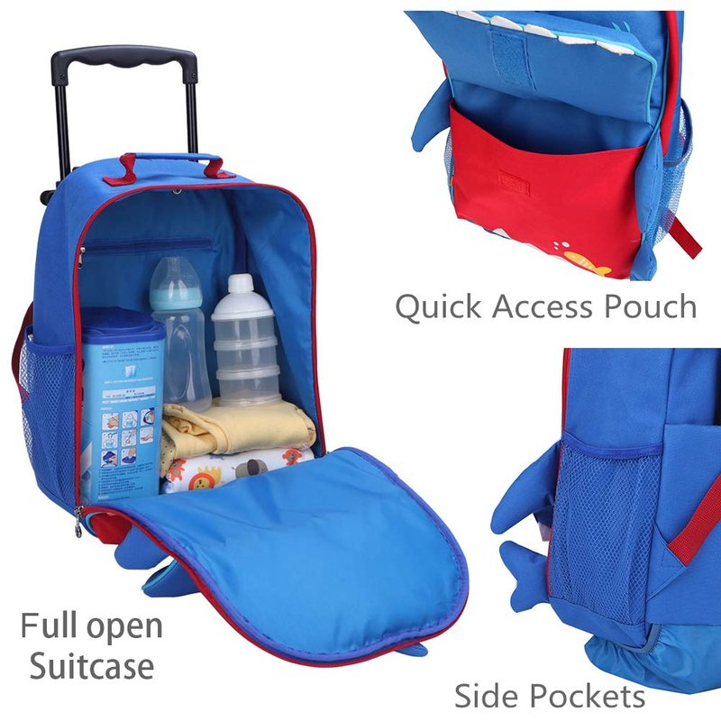 yodo Zoo 3-Way Kids Suitcase Luggage or Toddler Rolling Backpack with wheels, Medium Shark