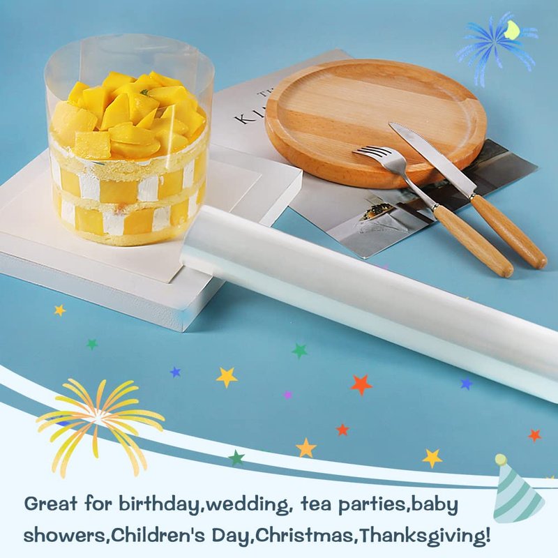 YQL Cake Collar 12 Inch,Acetate Cake Collar Roll DIY Acetate Sheet Baking Transparent Mousse Cake Sheets Surrounding Edge Clear Cake Strips for Baking Decorate Shaker Cards Making (12x394 Inch)