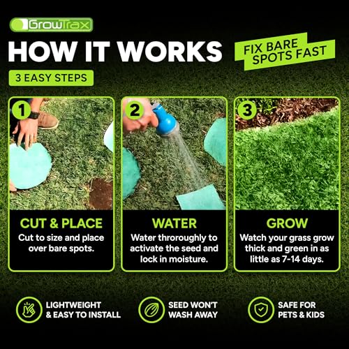 Biodegradable Grass Seed Mat Roll - 50 Sq Ft All-in-One Lawn Repair System
