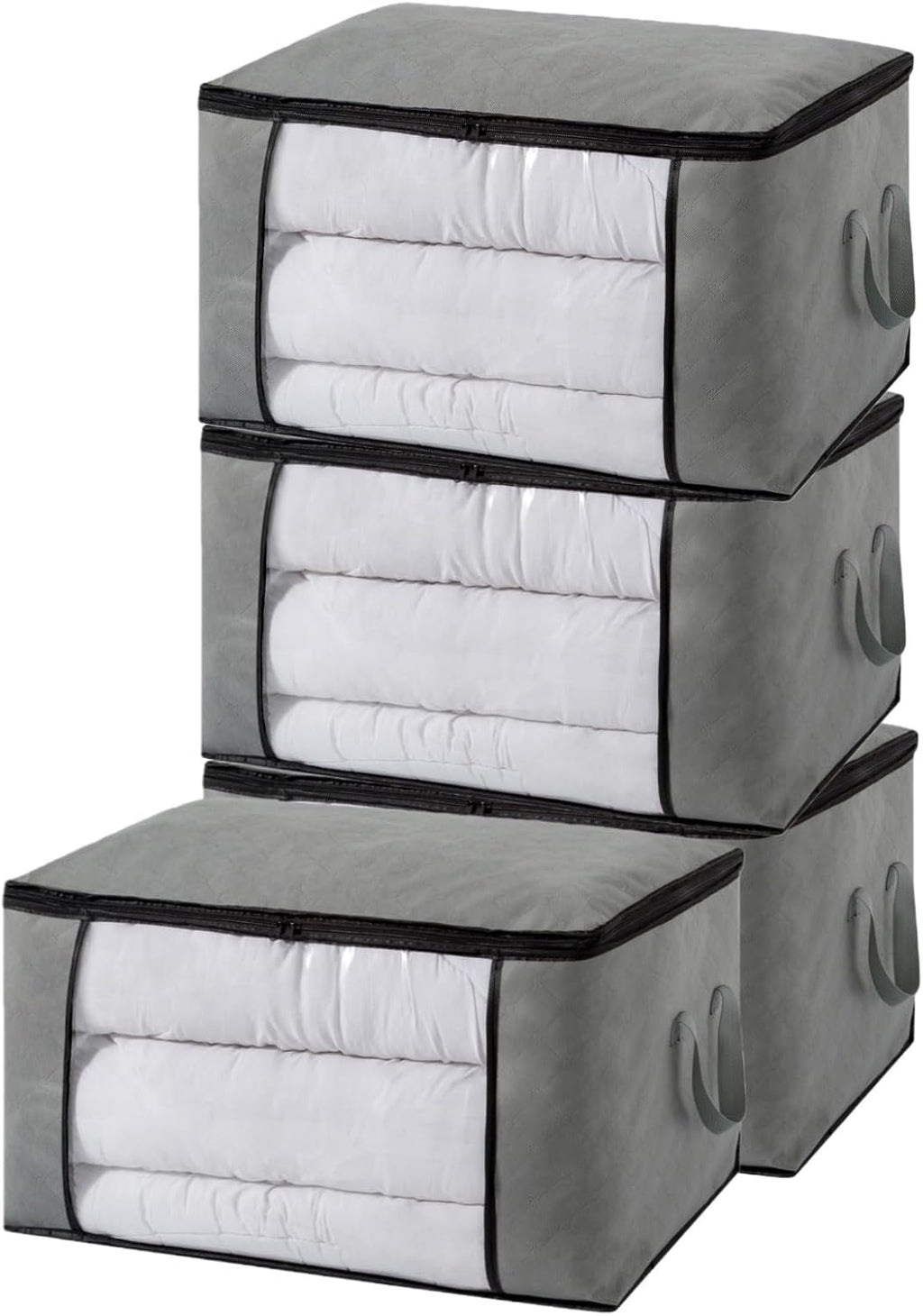 Skiennix Large Storage Bags - Foldable Closet Organizers with Lids & Reinforced Handles | 90L (4 Pack)