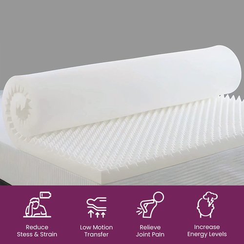 Mayton Convoluted Egg Shell 2-inch Breathable Foam Bed Topper | Makes Mattresses Comfortable and Relaxing, Provides Faster Pain Relief and Provides Orthopedic Beneficial Support, Queen, Off-White