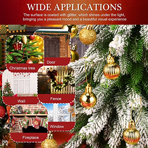 Sumind 48 Pcs Gold Christmas Ball Ornaments 1.2 Inch Classic Style Holiday Decor