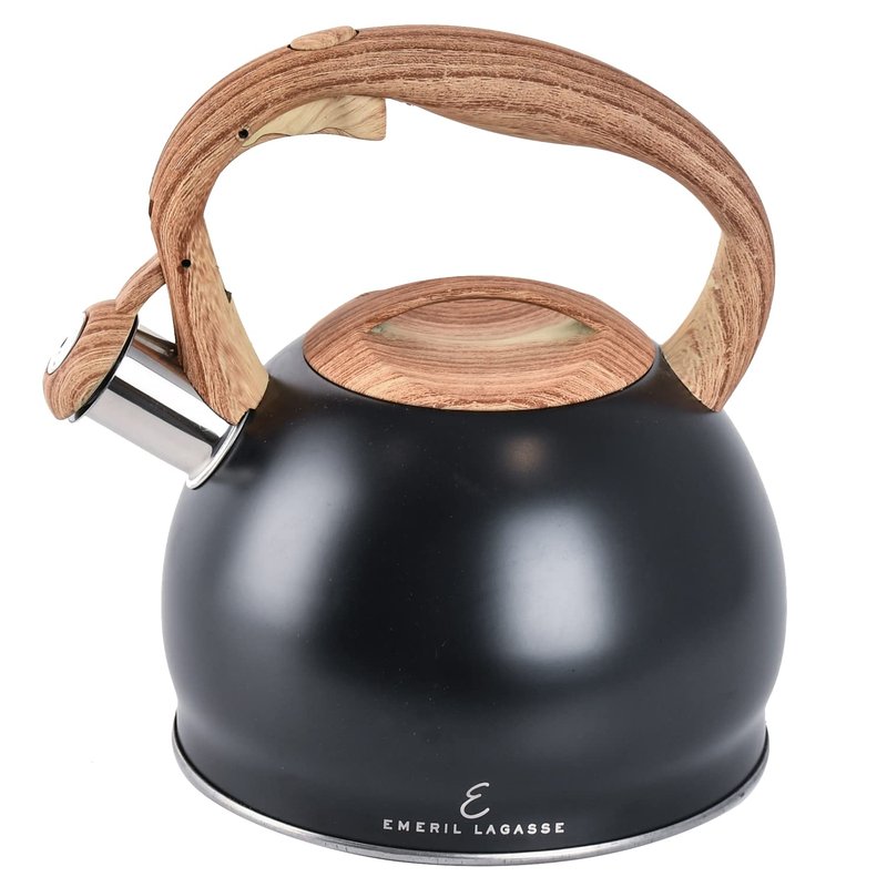 Emeril Lagasse 2.6 Quart/2.5 Liter Whistling Tea Kettle, Stainless Steel Tea Pot for Induction Stove Top, Fast to Boil Water for Home Kitchen Condo, with Ergonomic Cool Folding Grip Handle, Teal
