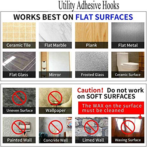 24 Pack Heavy Duty Adhesive Wall Hooks 33lb Waterproof Clear Sticky Hooks