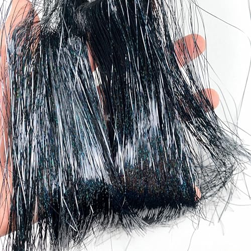 Shiny Black Tinsel Icicles for Christmas Tree & Holiday Decor - 2000 Strands, 18"