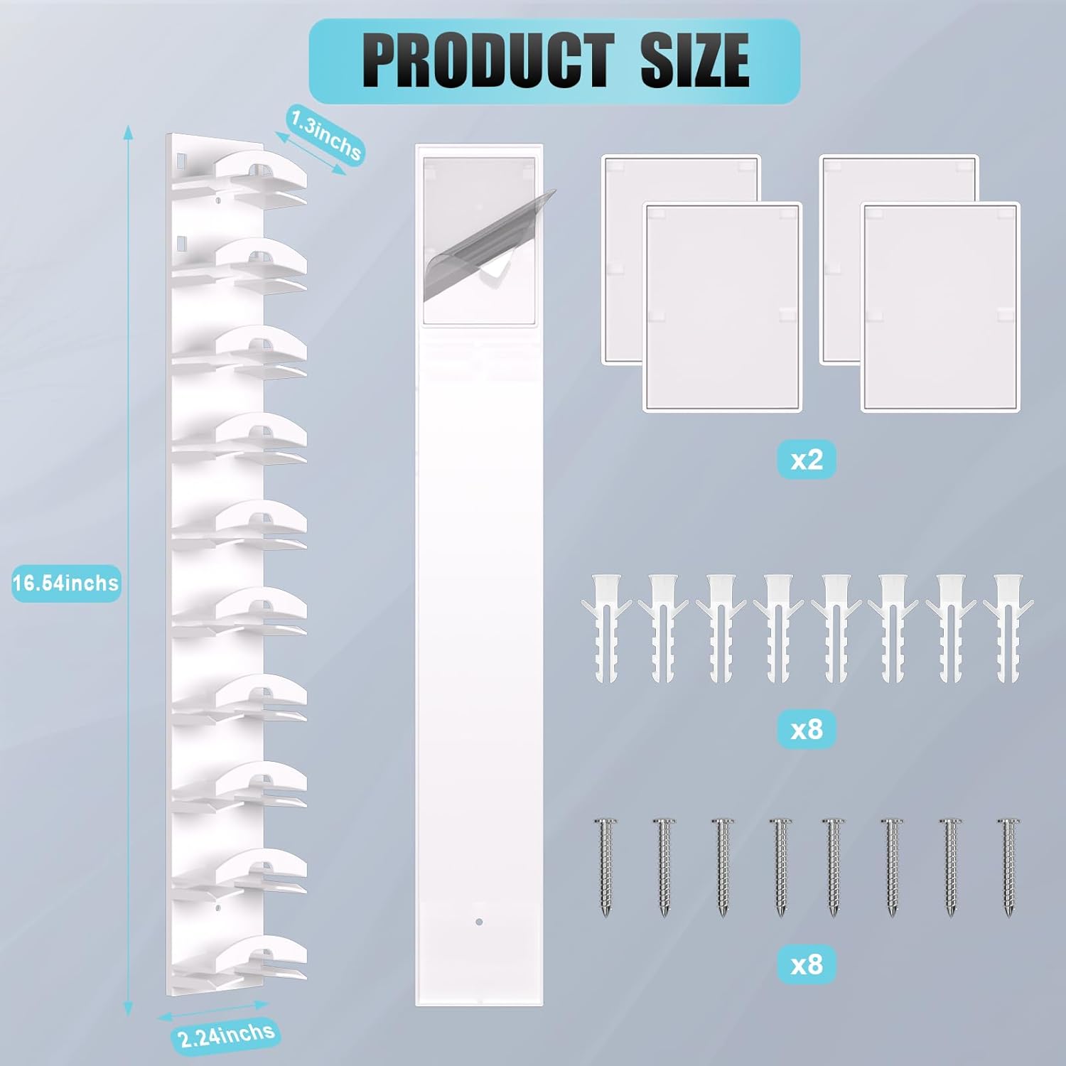 Skiennix Hat Organizer - Wall-Mounted Rack for Up to 40 Baseball Caps - Strong Adhesive, White