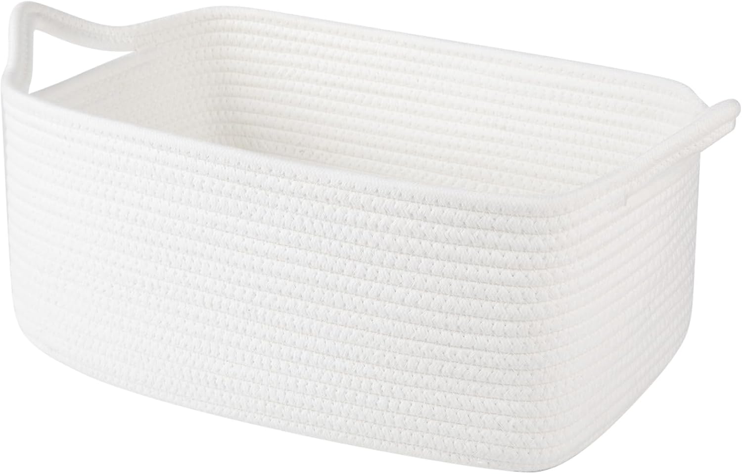 OIAHOMY Woven Storage Basket - 19L Gift Basket with Handles, Ideal for Baby Showers & Nursery - White