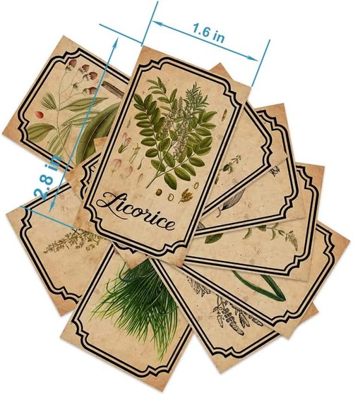 Herb and Spice Apothecary Labels - Vintage Sticker Set for Jars and Bottles | 24 Unique Designs