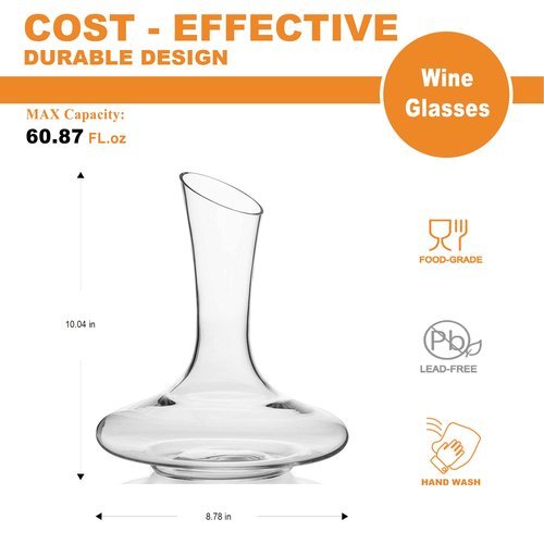LUXU Wine Decanter,Lead-Free Hand Blown Crystal Glass, Elegant and Effective Red Wine Carafe, Premium Wine Aerator with Wide Base,Wine Accessories,Wine Gift