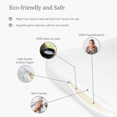 PATEX Classic Natural Latex Pillow – Medium Height Orthopedic Support – 100% Natural Latex – Hypoallergenic, Breathable & Eco-Friendly – Made in Thailand – Limited Stock
