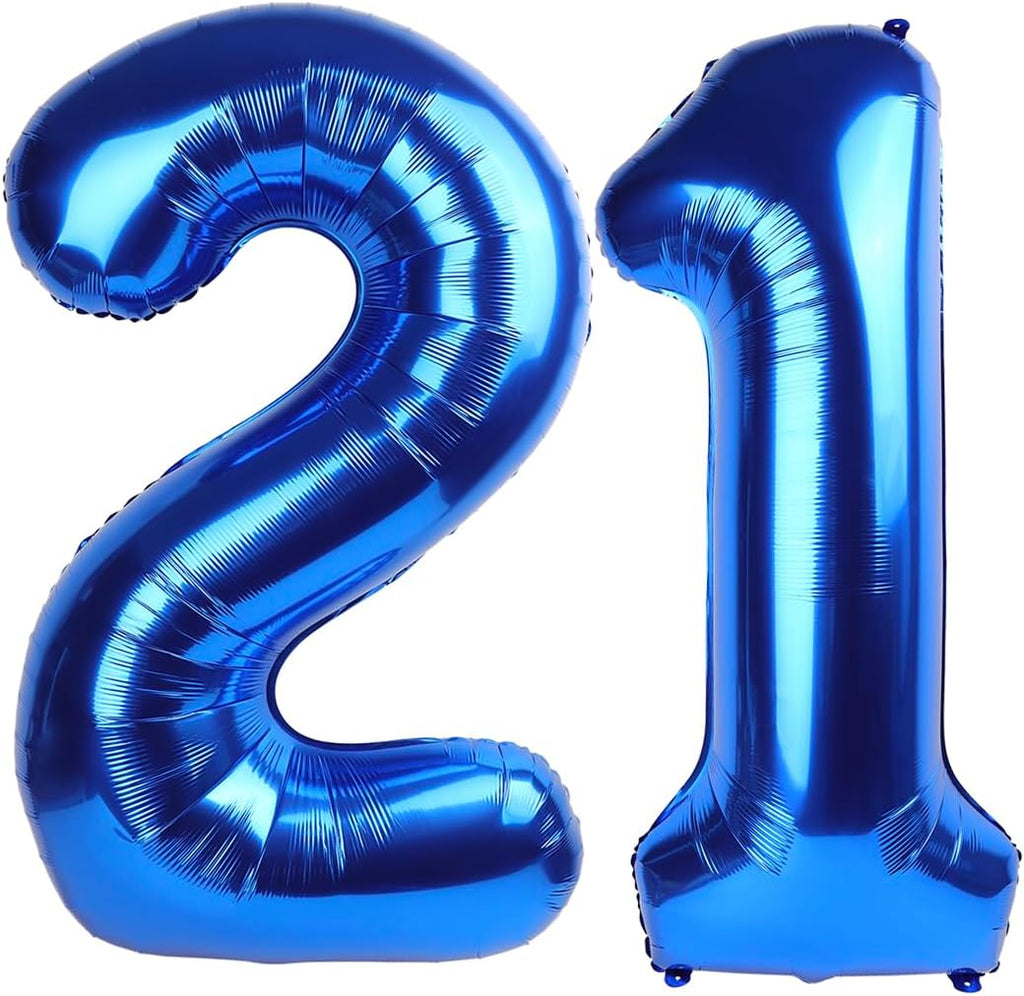 Number 21 Balloon - 40 Inch Navy Blue Birthday Decoration for 21st Celebration | Party Supplies