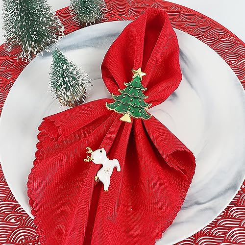 Emivery Set of 8 Christmas Tree Metal Napkin Rings Holiday Table Decor