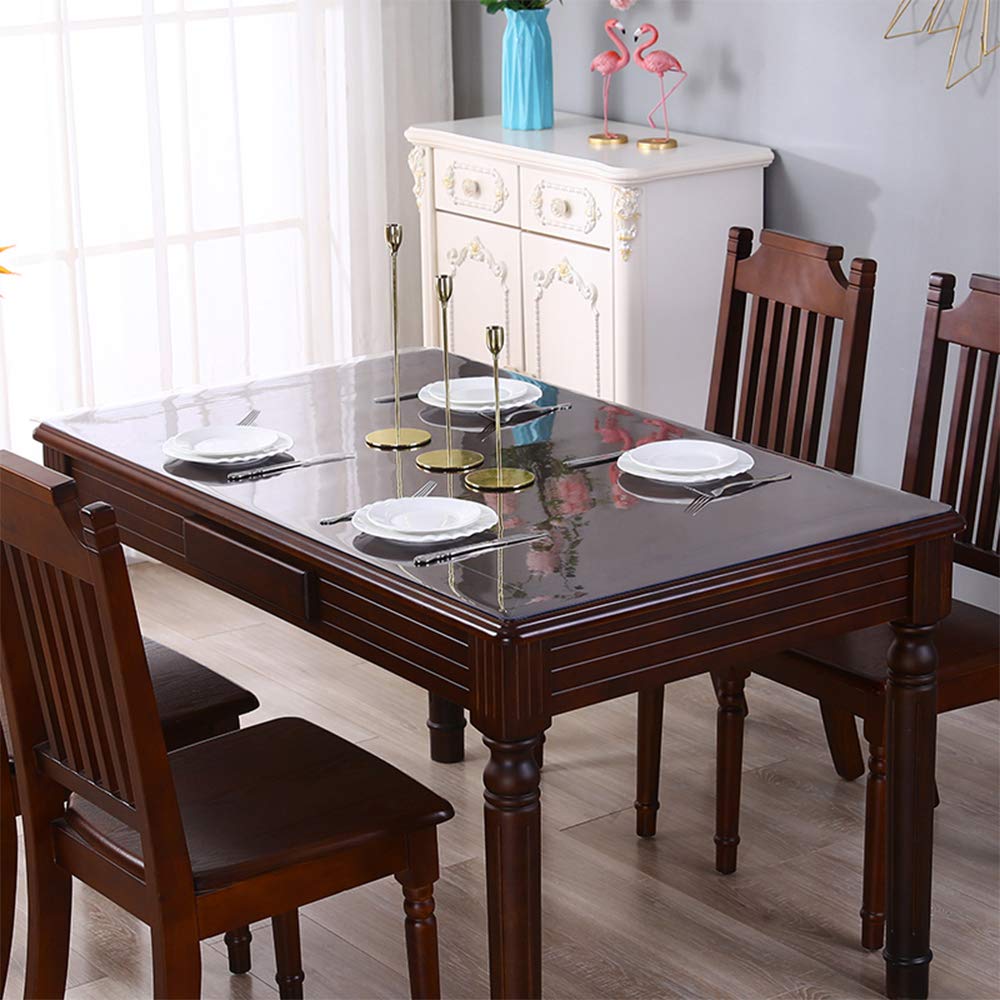 Hodmutst Clear Plastic Table Cover Protector 42x108 Inch 1.5 mm Thick Heat Resistant Crystal PVC Desk Cover Protector for Meeting Table Coffee Table Bar Countertop Dining Table Waterproof Non-Slip