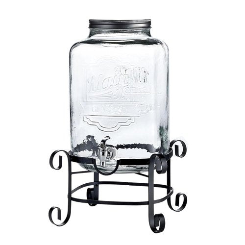 Style Setter Beverage Dispenser Cold Drink Dispenser w/ 3-Gallon Capacity Glass Jug, Metal Stand & Leak-Proof Acrylic Spigot Great for Parties, Weddings & More