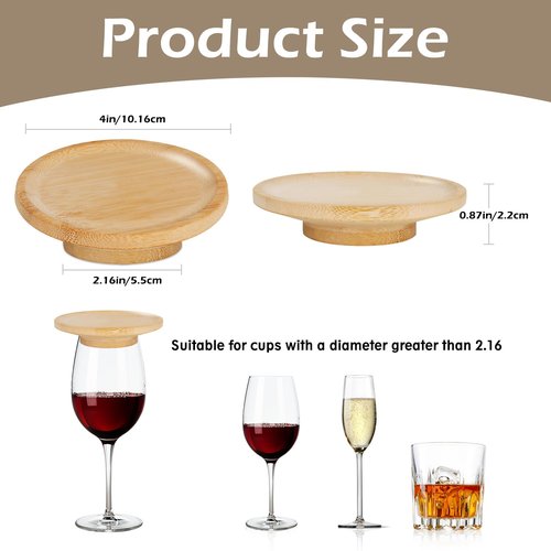 Dannir 8Pcs Wine Glass Charcuterie Topper, Mini Boards, Appetizer Plates, Glass Covers to Keep Bugs Out for Family Gatherings Bars Restaurants