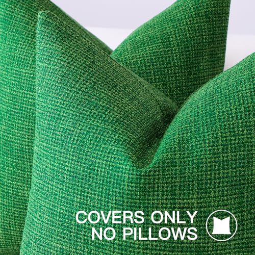 OTOSTAR Christmas Green Linen Throw Pillow Cover 18x18 Inch Set of 1 for Home Decor