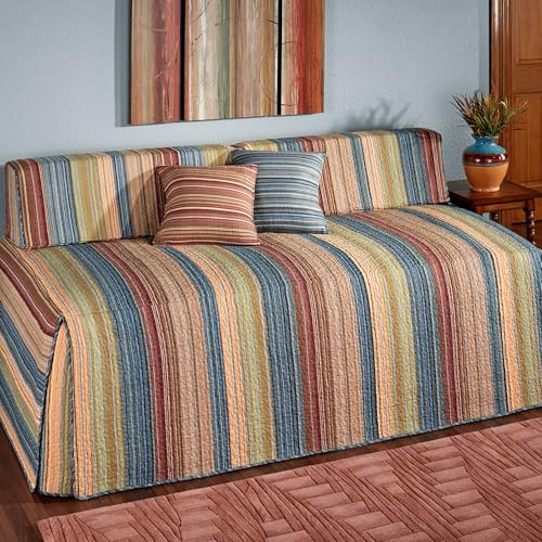 Katelin Quilted Daybed Bedding Set - 5 Piece, Cotton, Colorful Stripes