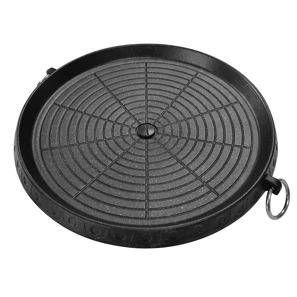Korean Style BBQ Grill Pan with Maifan Coated Surface Non-stick Smokeless Barbecue Plate for Indoor Outdoor Grilling 32x32cm