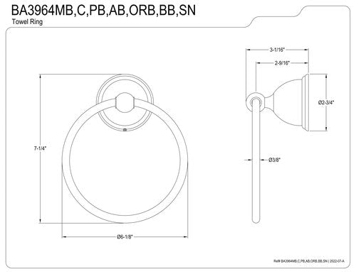 Kingston Brass BA3964ORB Restoration Towel-Ring, 6-Inch, Oil Rubbed Bronze
