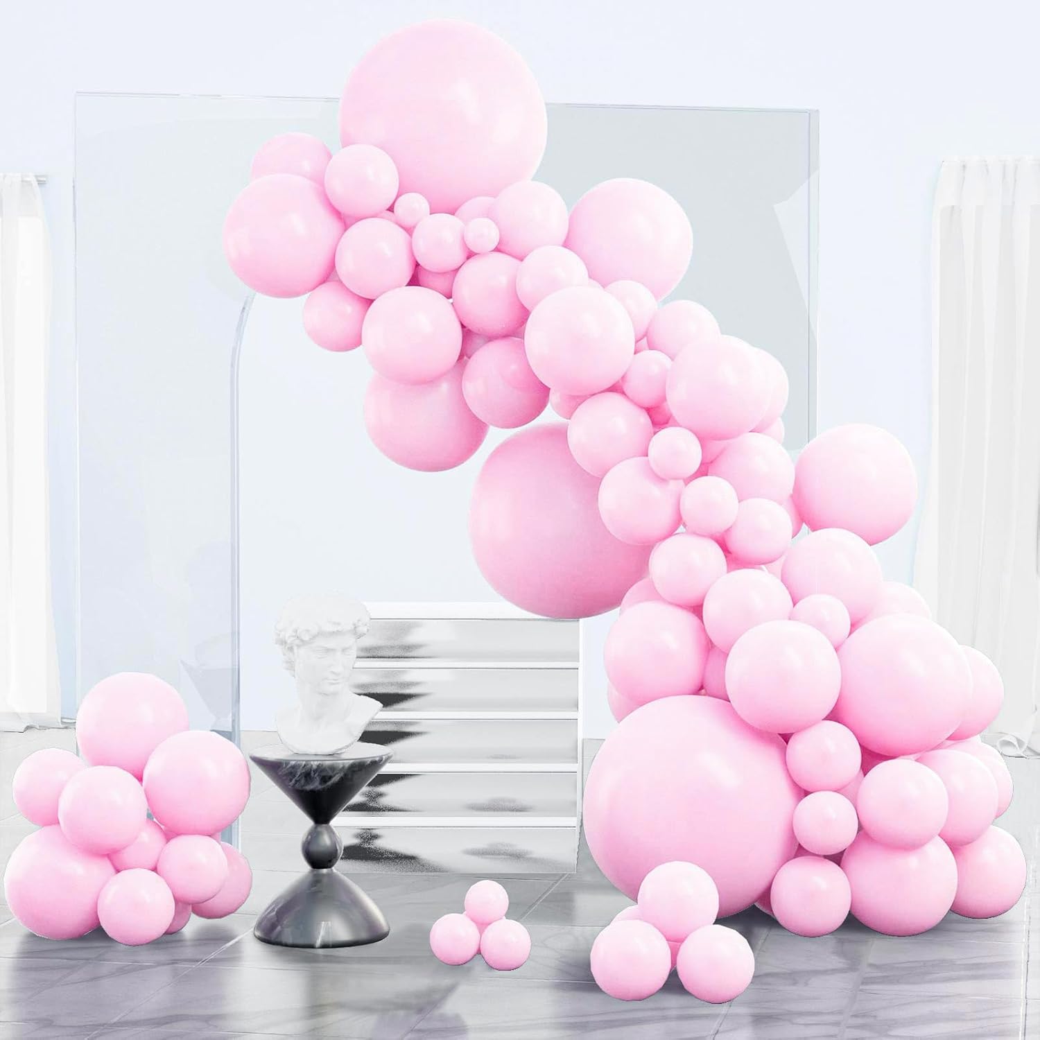 PartyWoo Light Pink Balloon Arch Kit - 85 Pcs in Various Sizes for Baby Shower & Birthday Decor