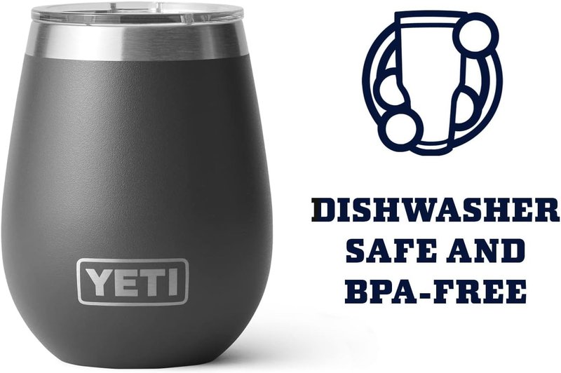 YETI Rambler 10 oz Wine Tumbler, Vacuum Insulated, Stainless Steel with MagSlider Lid, Charcoal
