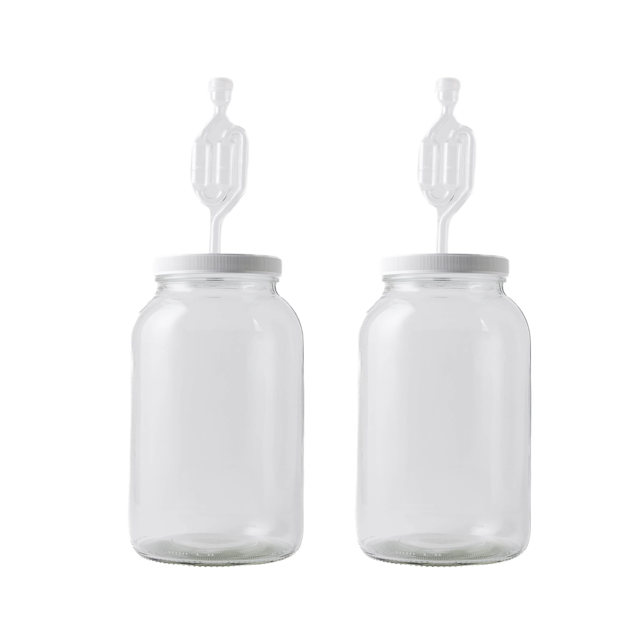 FastRack 1 Gallon Mason Jar Wide Mouth & Twin Bubble Airlock (Pack of 2) | for Fermentation, Pickling, Brewing & Dry Storage – BPA-Free One Gallon Glass Jar with Lid