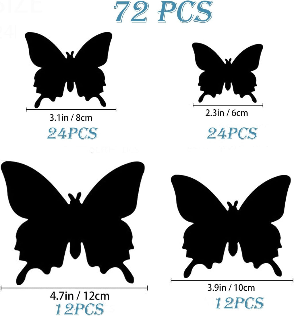 OPSEAM 3D Butterfly Wall Decor - 72 PCS Magnetic Stickers for Party Decorations | Red
