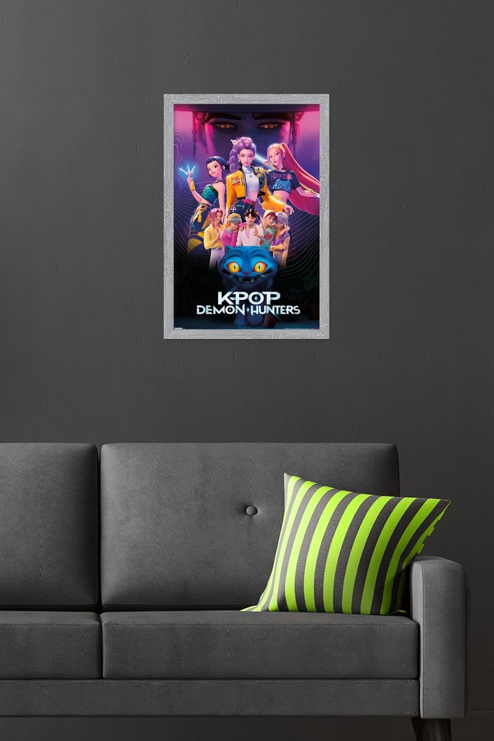 Netflix KPop Demon Hunters Wall Poster - Framed Gray Design, 22.4" x 14.7"