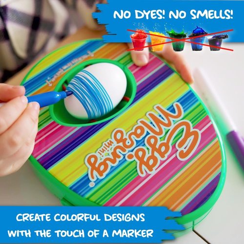 EggMazing Mini Egg Decorator Kit - Fun Arts and Crafts Set with Spinner & 6 Markers for Ages 3+
