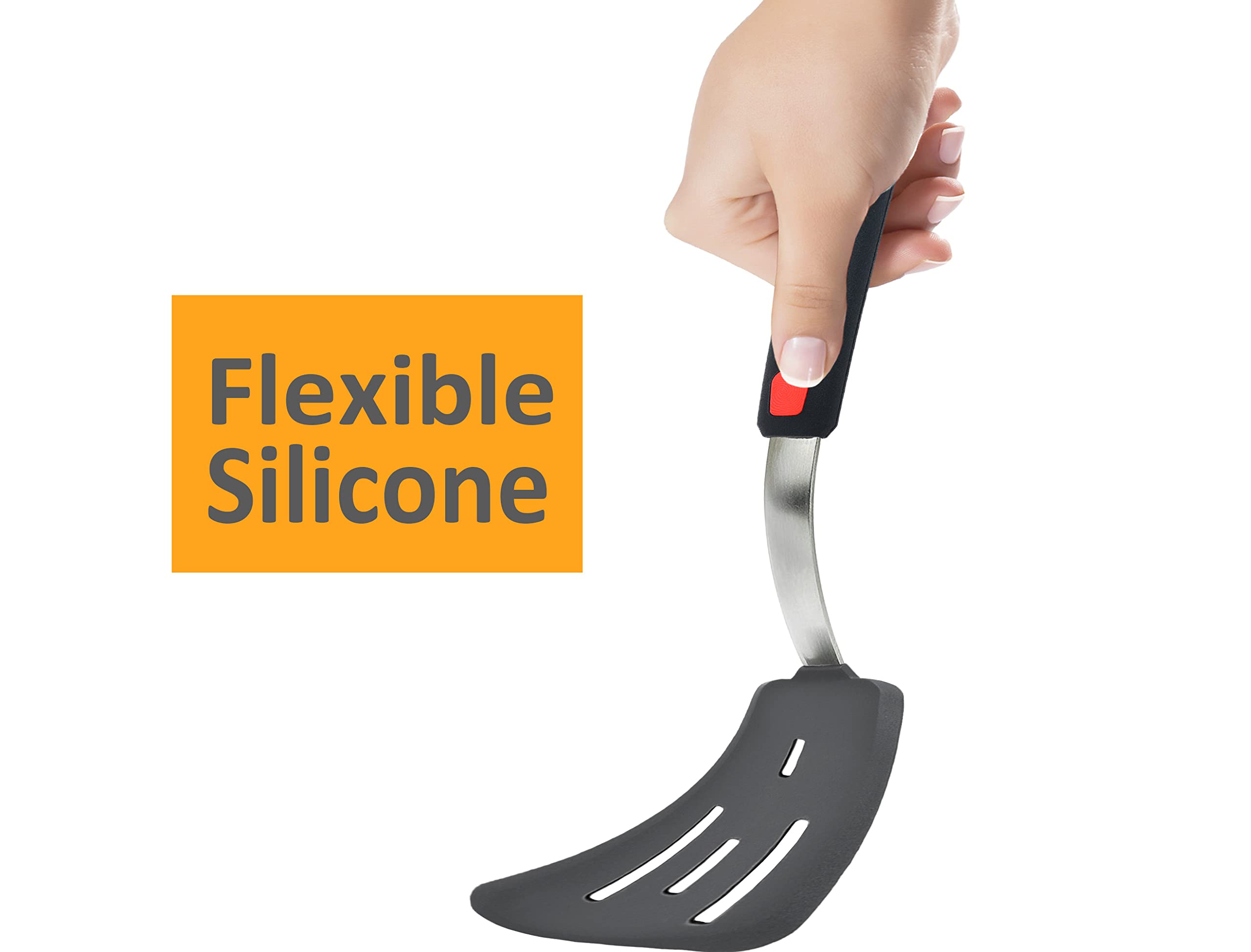 Set of 3, Silicone Spatula Turner,600°F Heat Resistant Cooking Spatulas for Nonstick Cookware, Large Kitchen Utensils BPA Free Rubber Spatula Set for Egg, Pancake, Fish, Burger