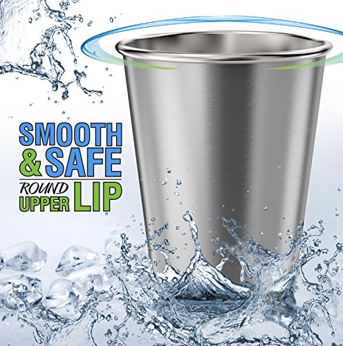Stainless Steel Kids Cups 8 oz - Unbreakable Metal Drinking Glasses (4-Pack)