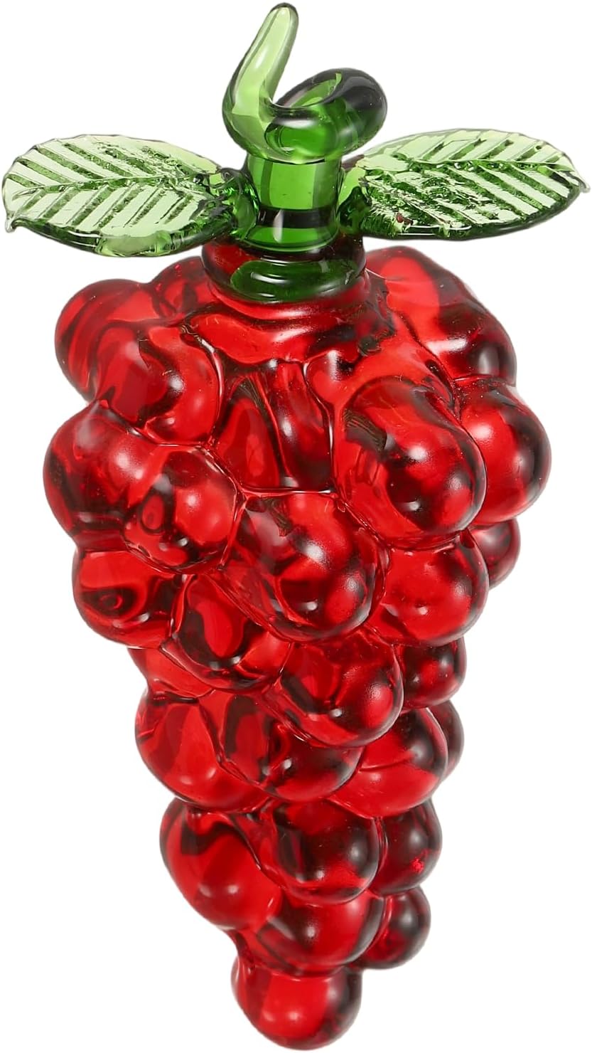 uxcell Crystal Grape Figurine - 3.7" Red Artificial Fruit Statue | Elegant Glass Paperweight for Home Decor