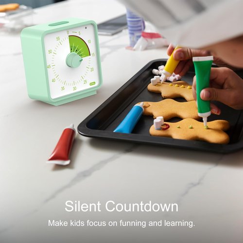 Conchstar 60 Minute Visual Timer for Kids, Countdown Timer for Classroom & Kitchen, Desk Timer for Study, Time Manager Tool for Kids with Fruit Pattern (Kiwifruit)